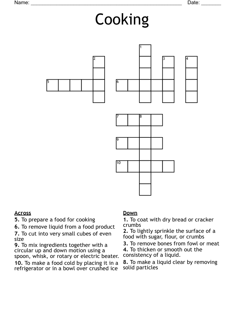 Cooking Crossword