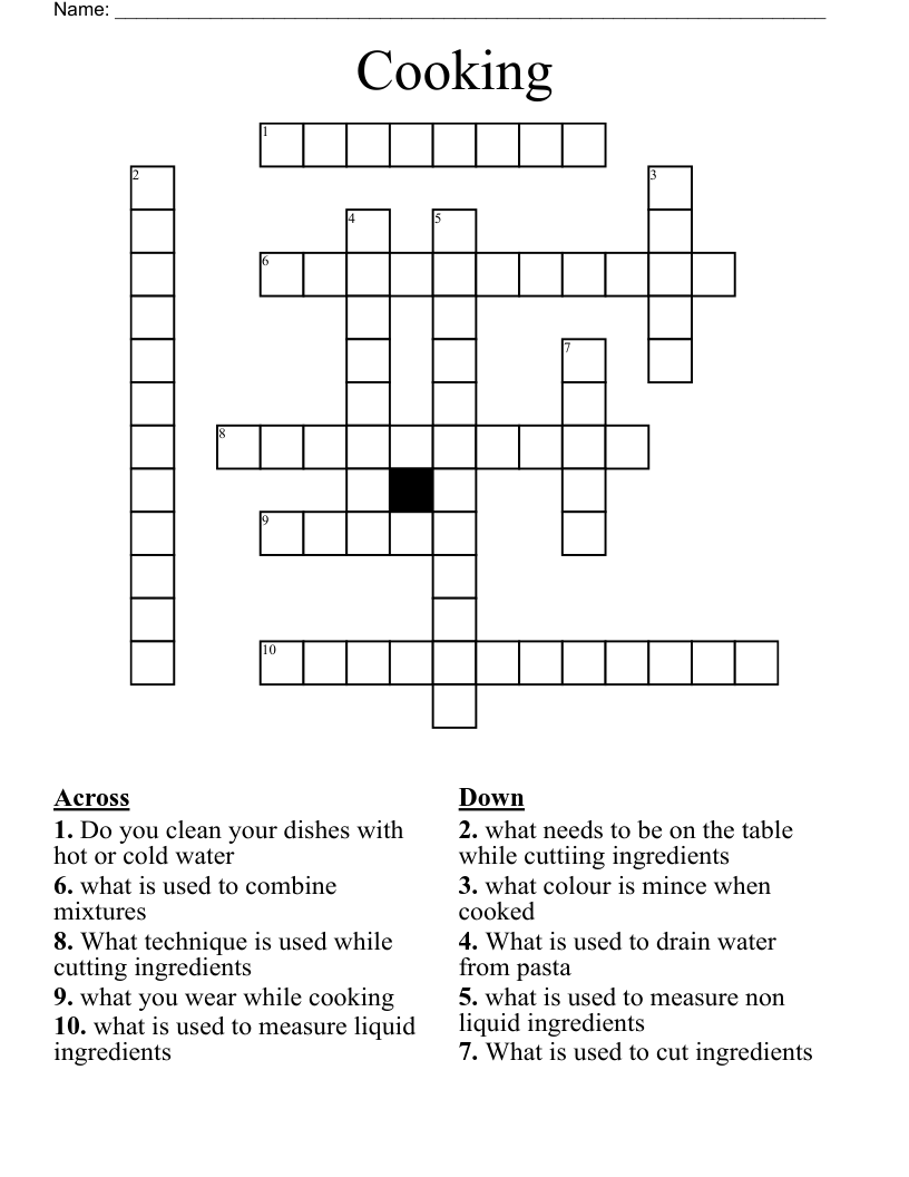 Cooking Crossword