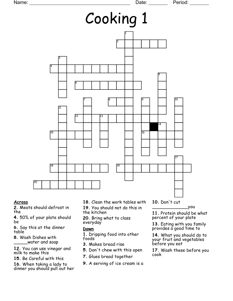 Cooking 1 Crossword