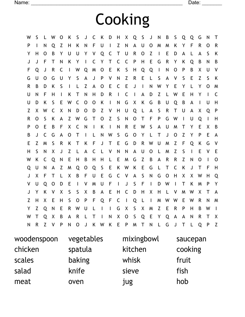 Cooking Word Search