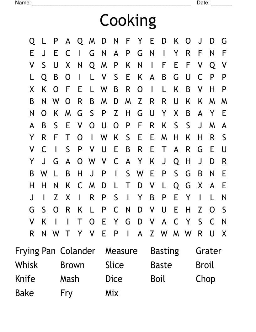 Cooking Word Search
