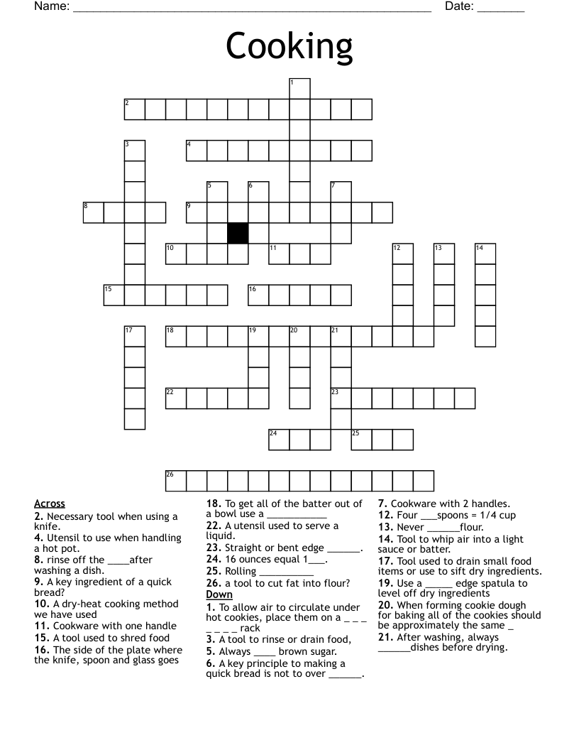Cooking Crossword