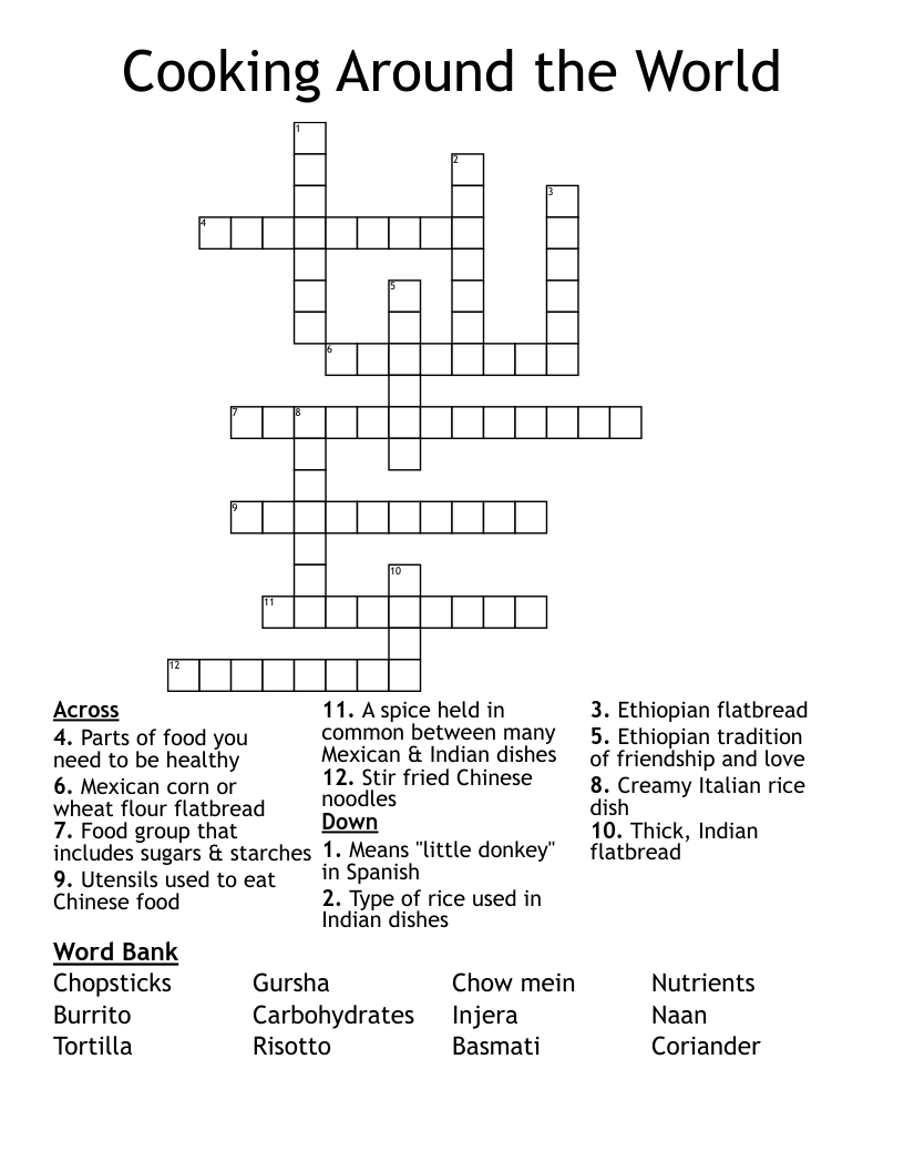 Cooking Around the World Crossword