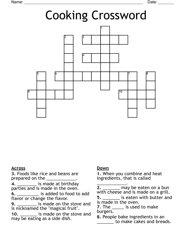Cooking Crossword