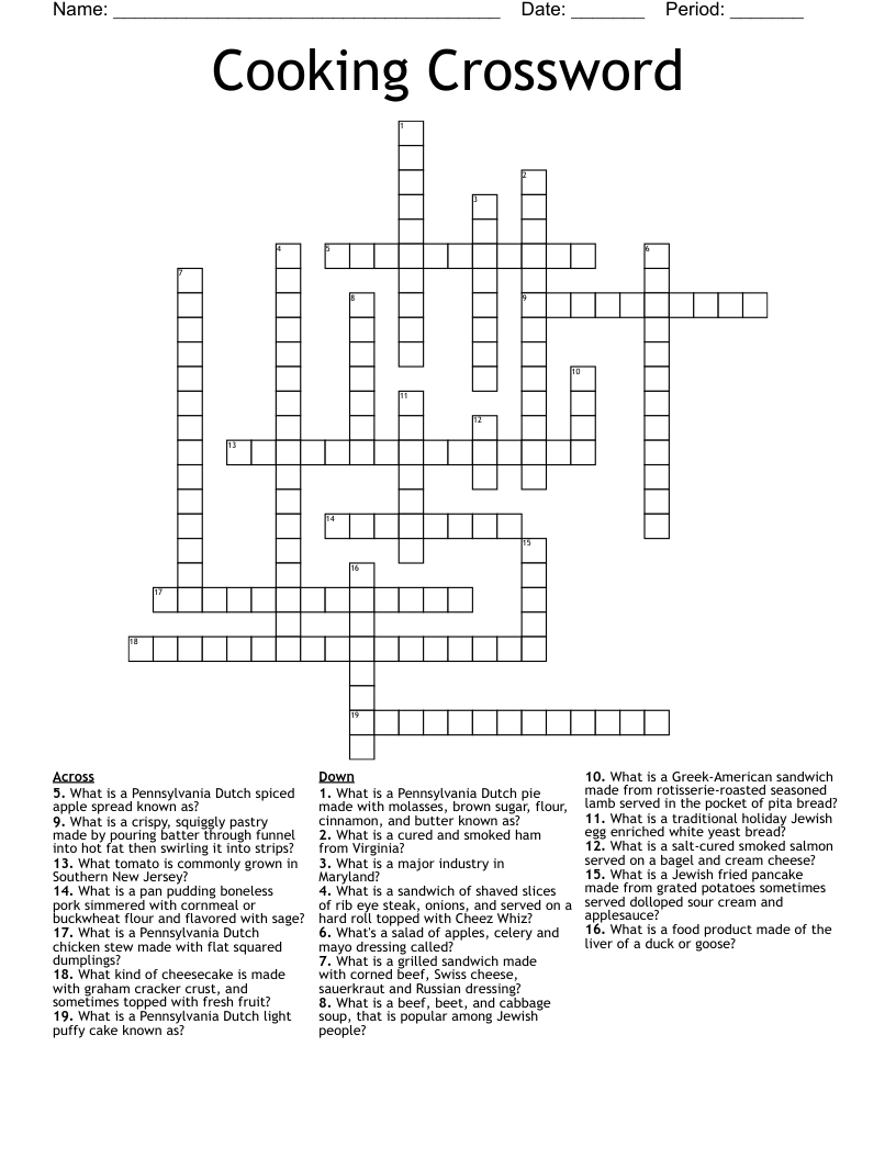 Cooking Crossword