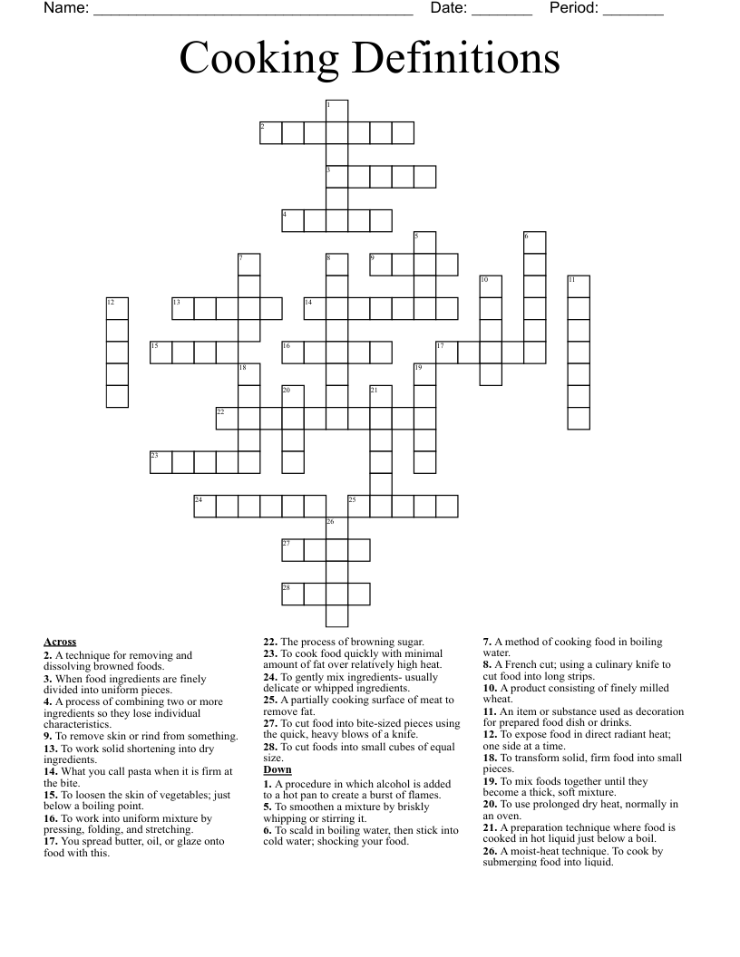 Cooking Definitions Crossword