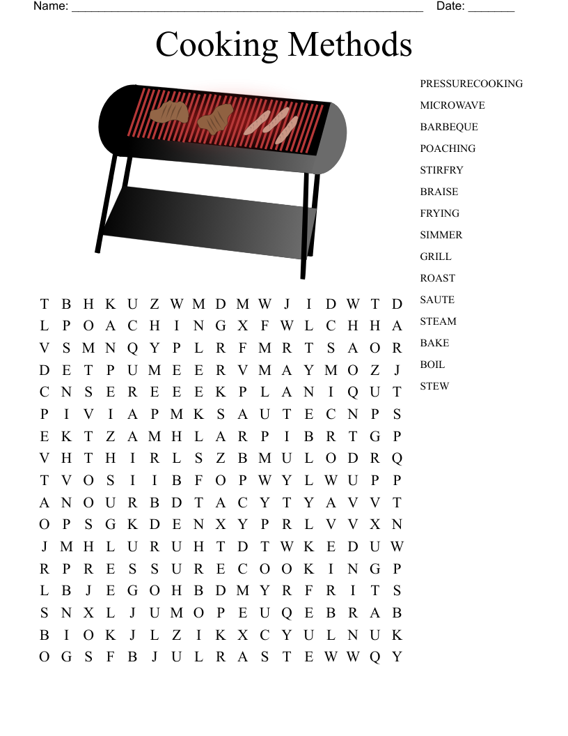 Cooking Methods Word Search