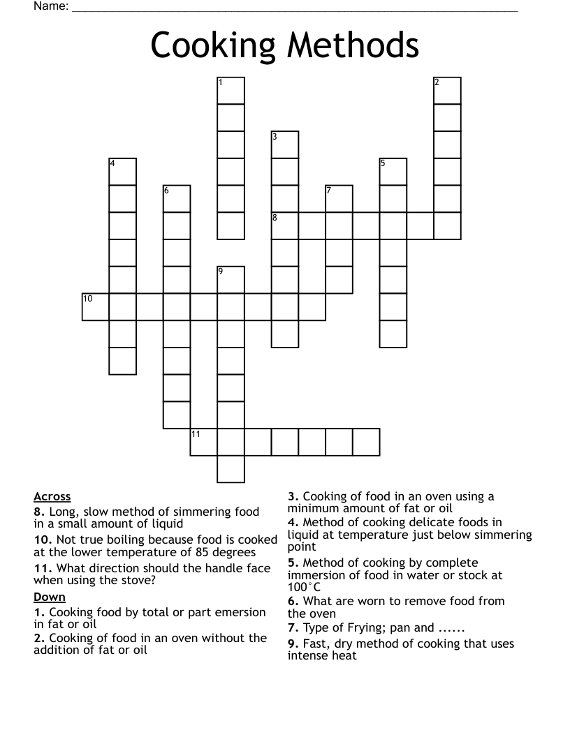 Cooking Methods Crossword
