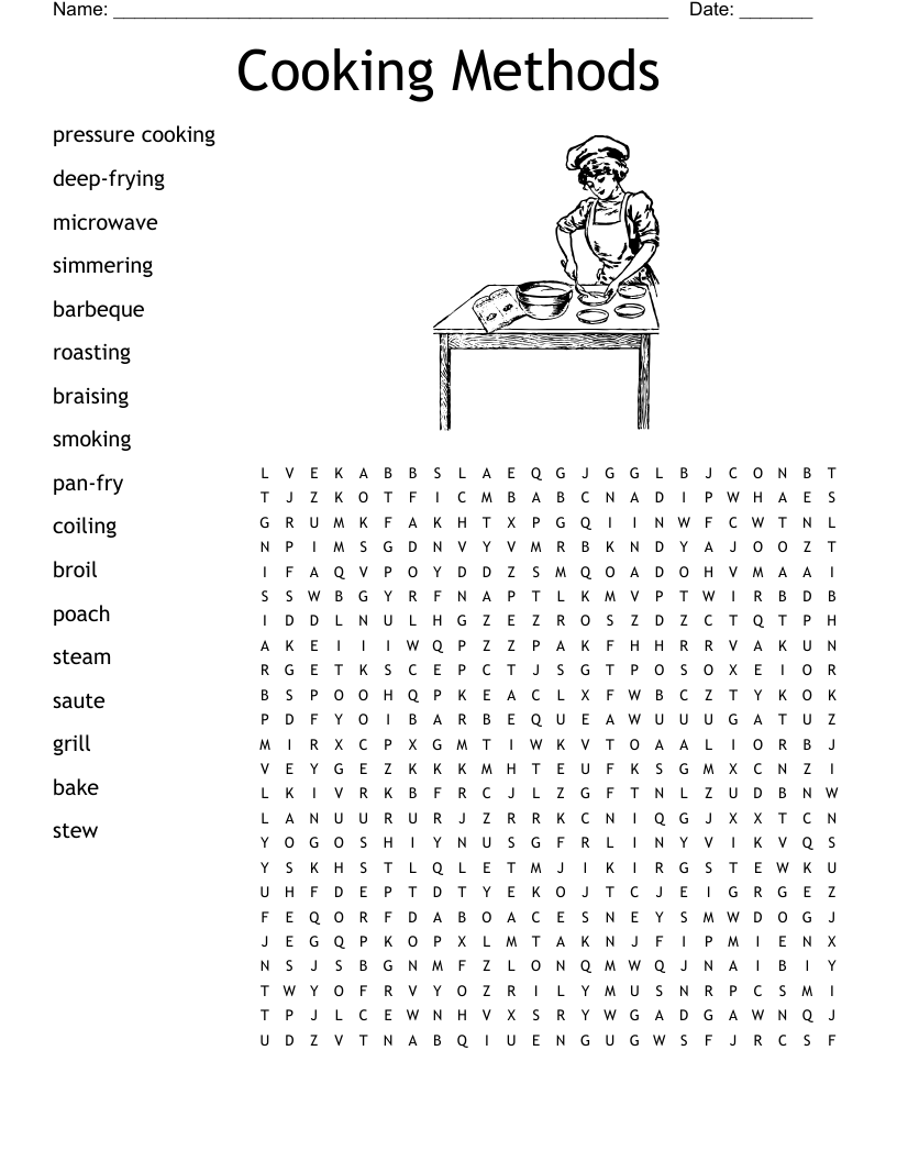 Cooking Methods Word Search
