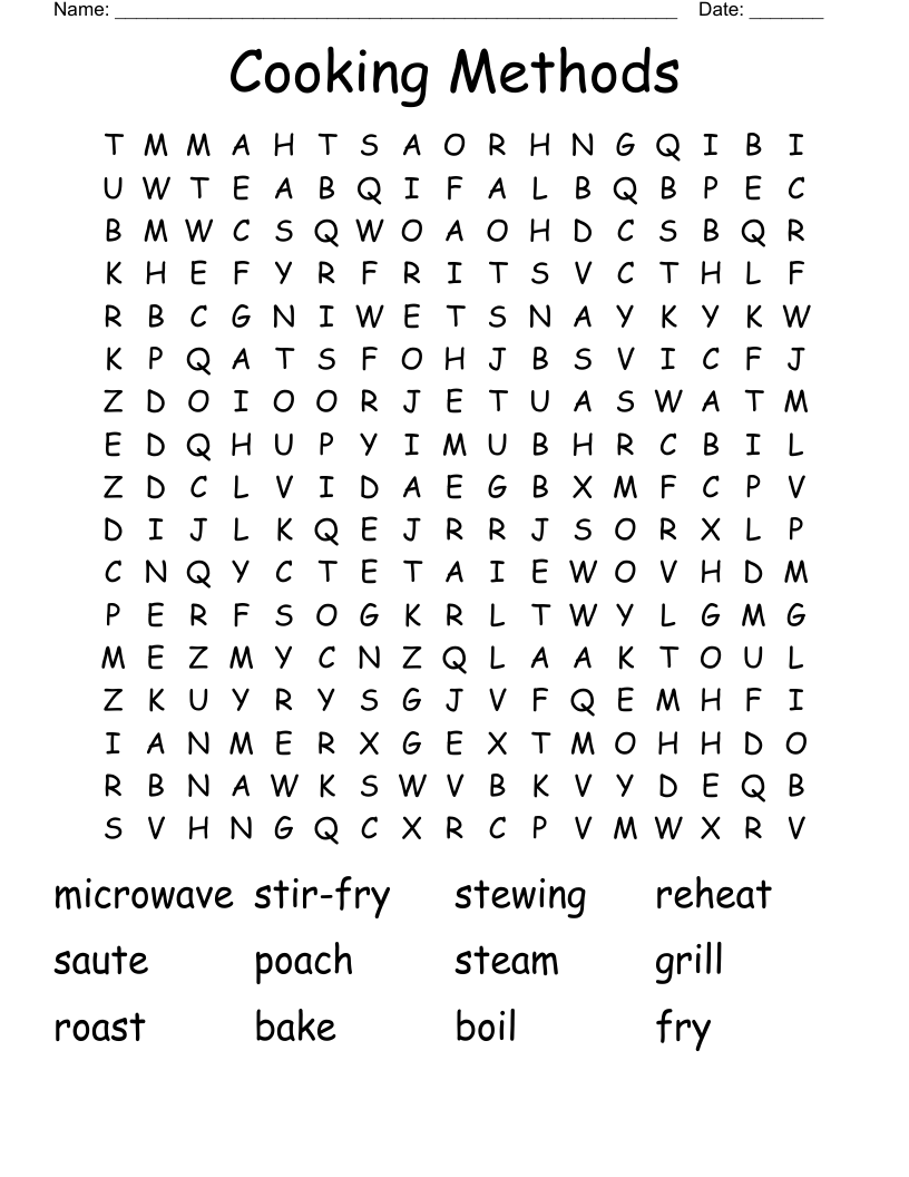 Cooking Methods  Word Search