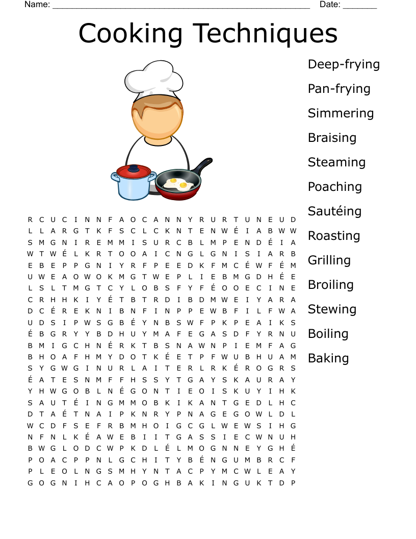 Cooking Techniques Word Search