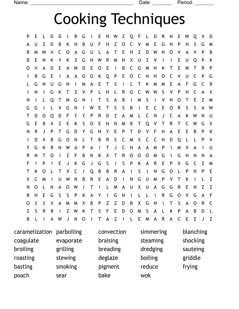 Cooking Techniques Word Search