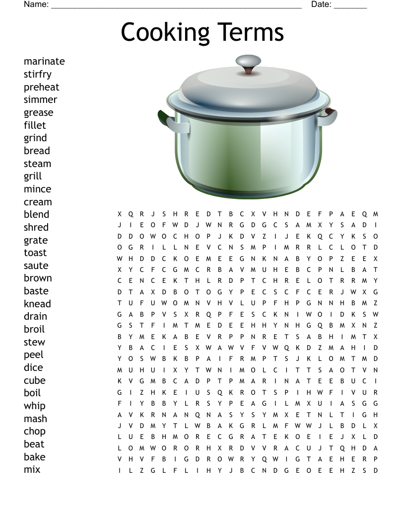 Cooking Terms Word Search