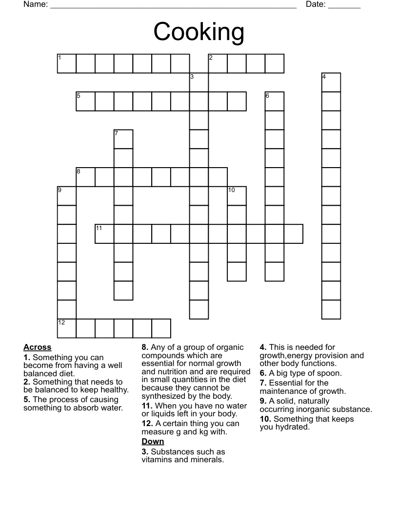 Cooking  Crossword