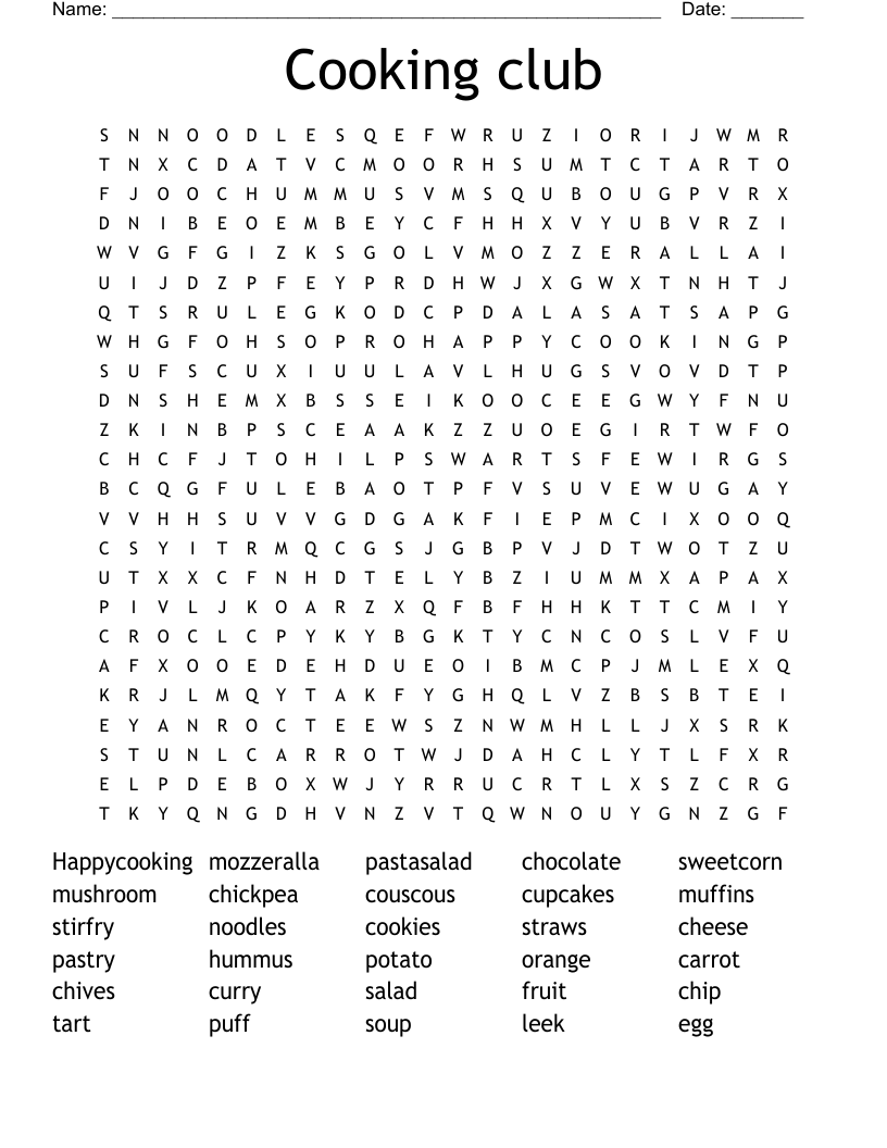 Cooking club Word Search