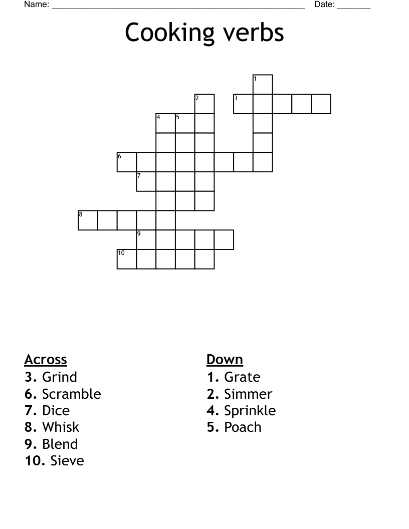 Cooking verbs  Crossword