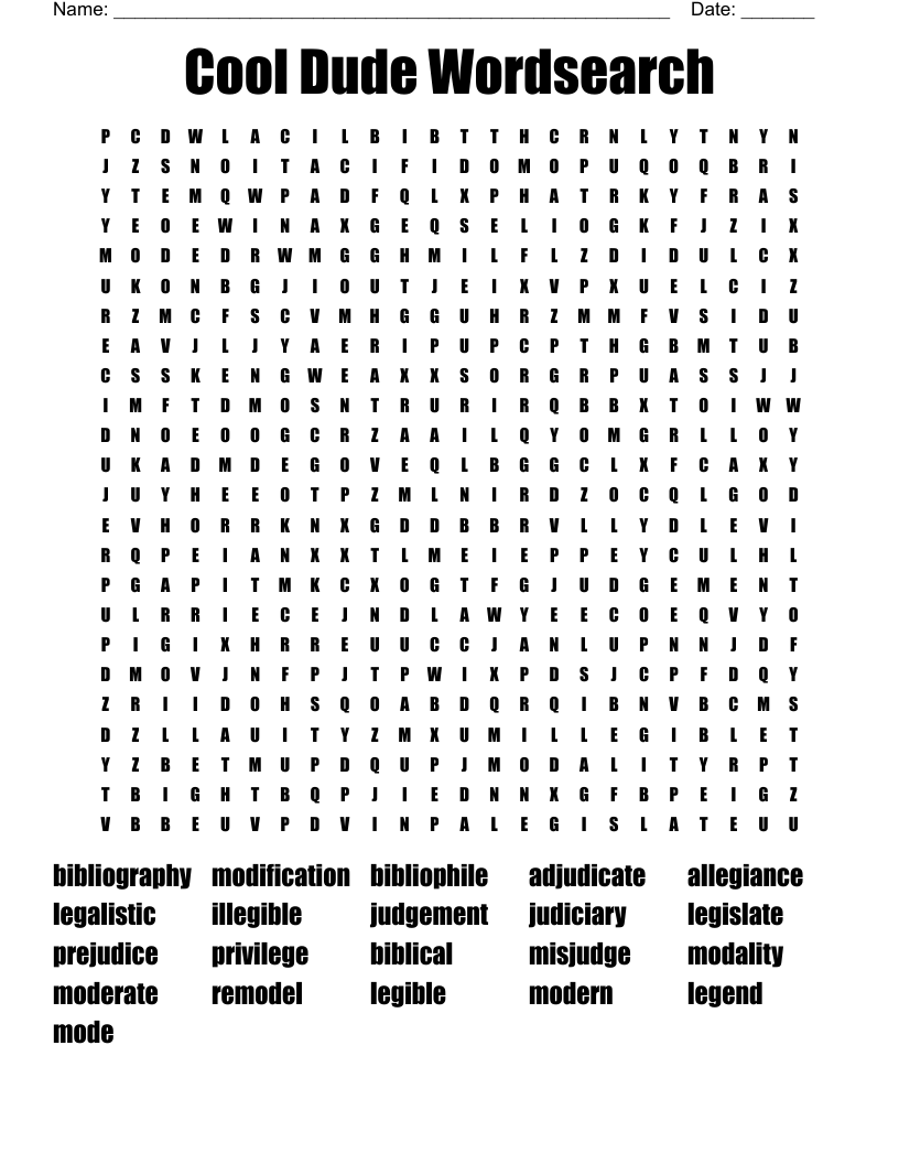 Cool Dude Wordsearch