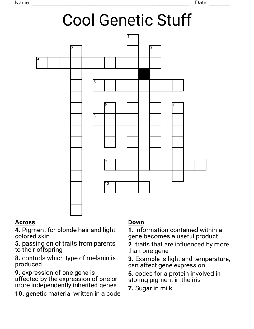Cool Genetic Stuff Crossword
