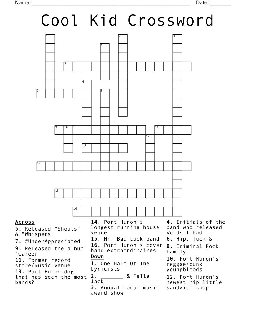 Cool Kid Crossword