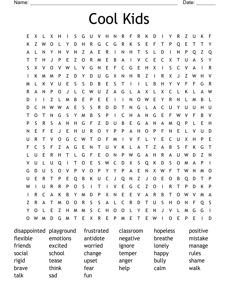 Cool Kids Word Search