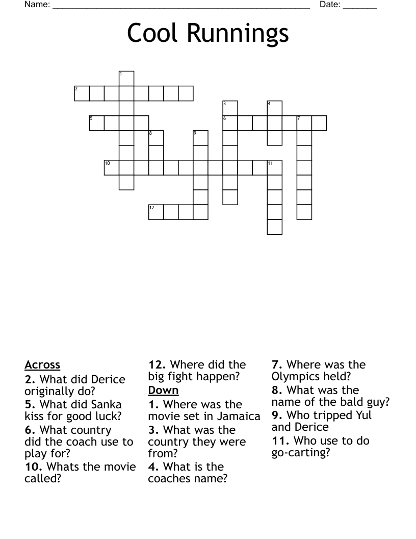 Cool Runnings Crossword