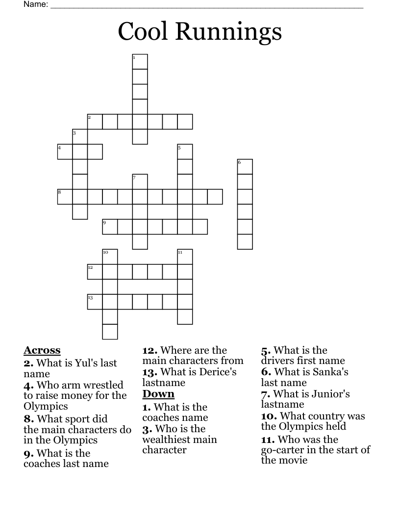 Cool Runnings Crossword