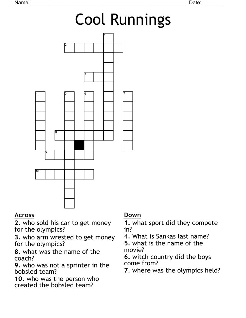 Cool Runnings  Crossword