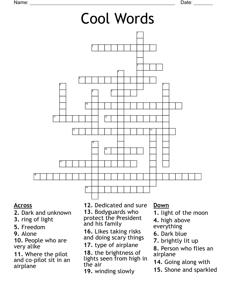 Cool Words Crossword