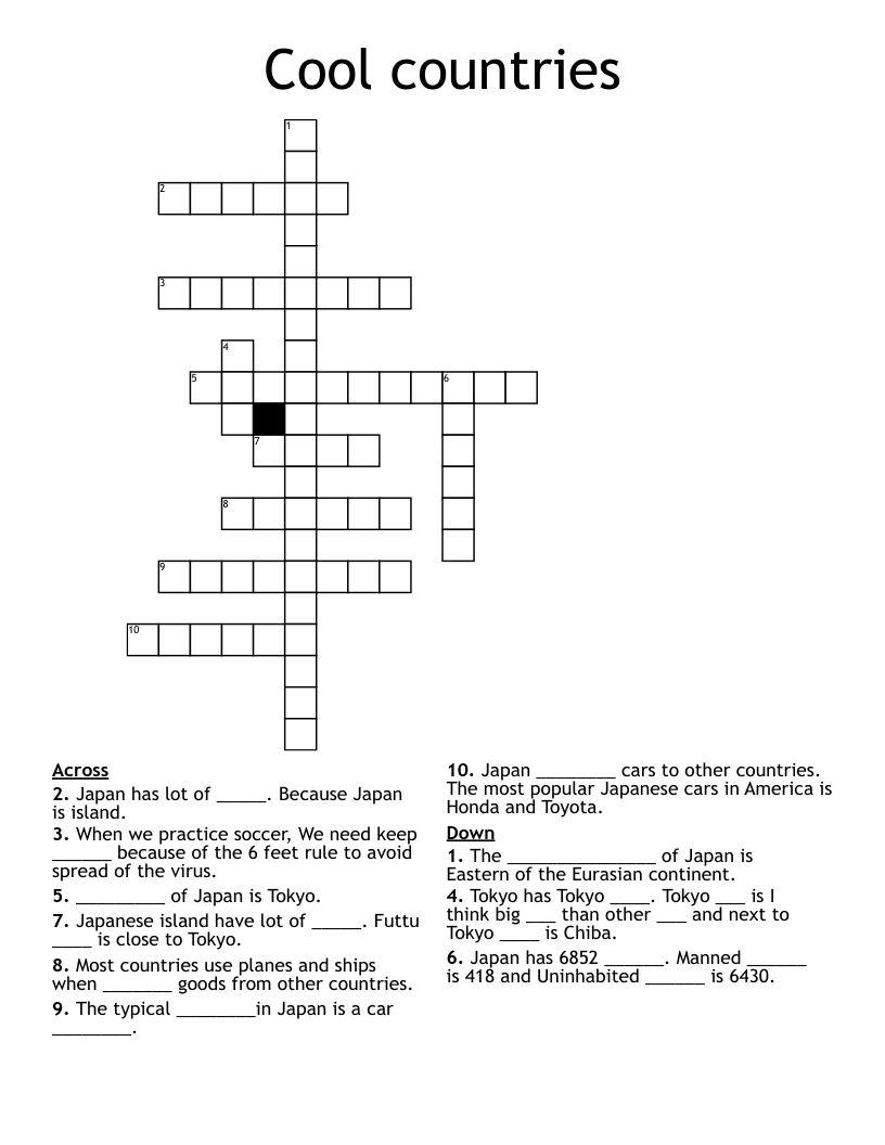 Cool countries  Crossword