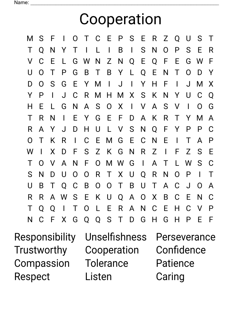 Cooperation Word Search