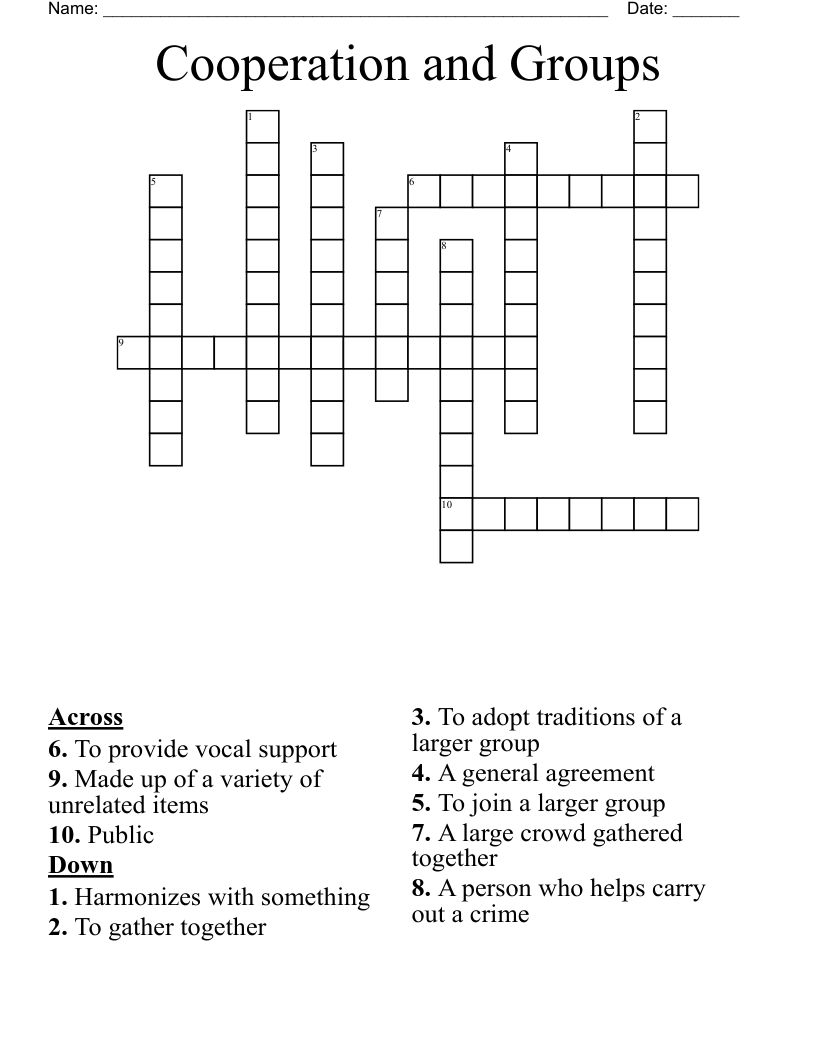 Cooperation and Groups Crossword