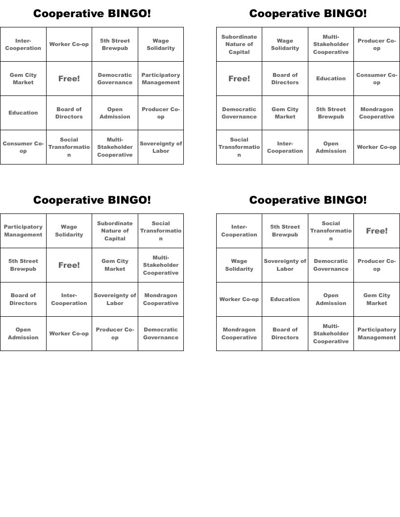 Cooperative BINGO!
