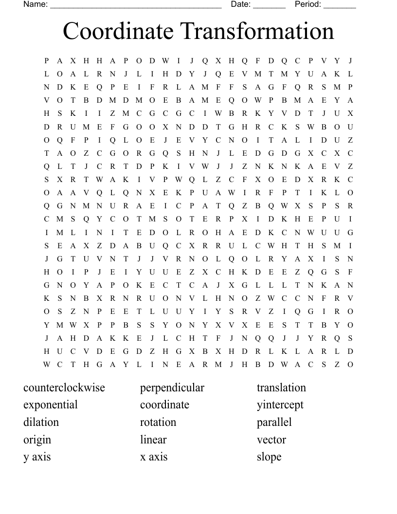Coordinate Transformation Word Search