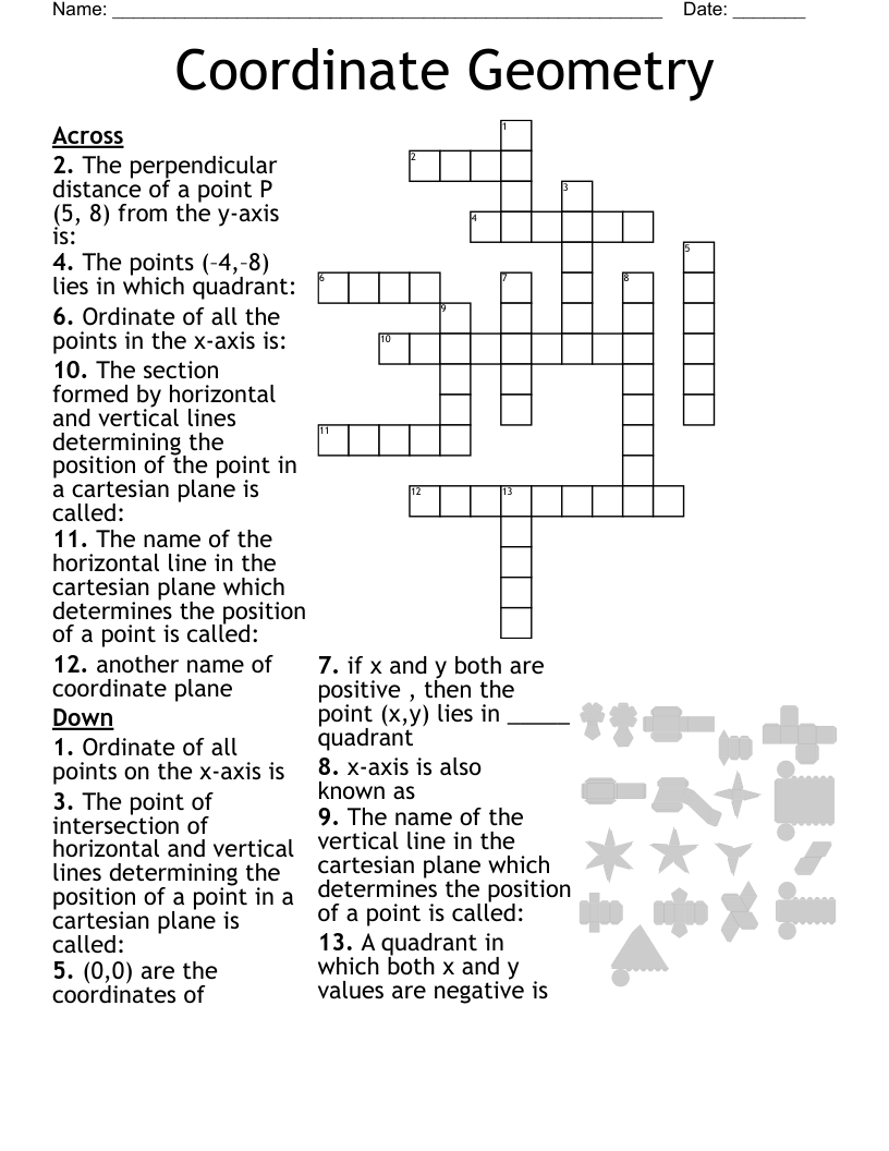 Coordinate Geometry  Crossword