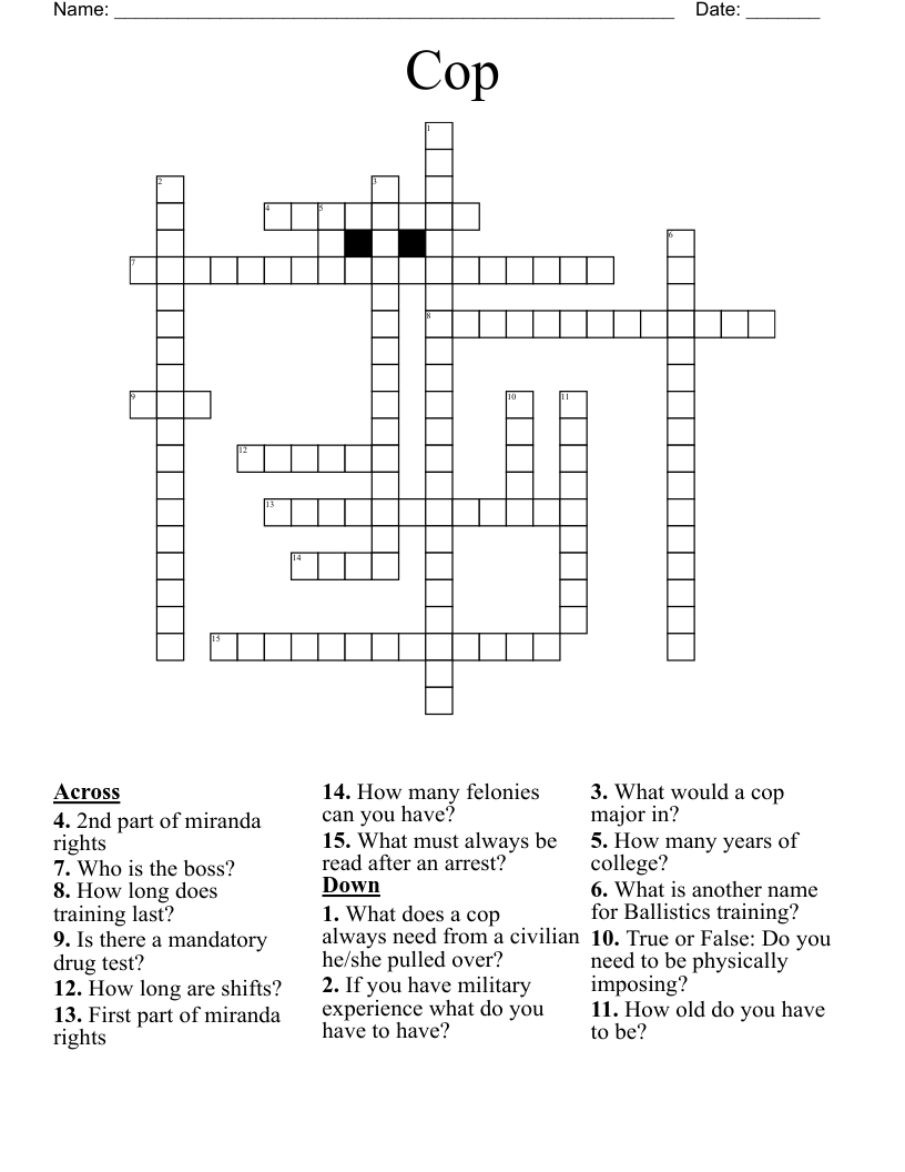 Cop Crossword