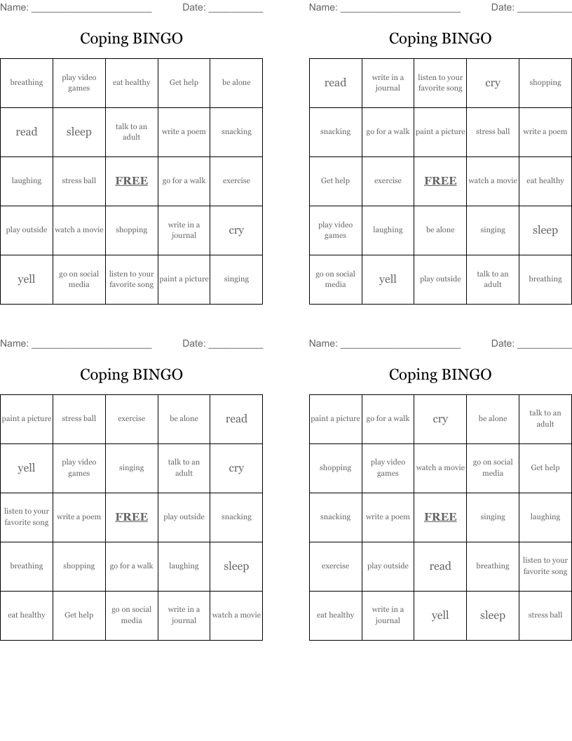 Coping BINGO