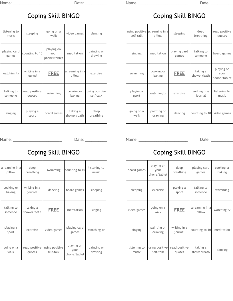 Coping Skill BINGO