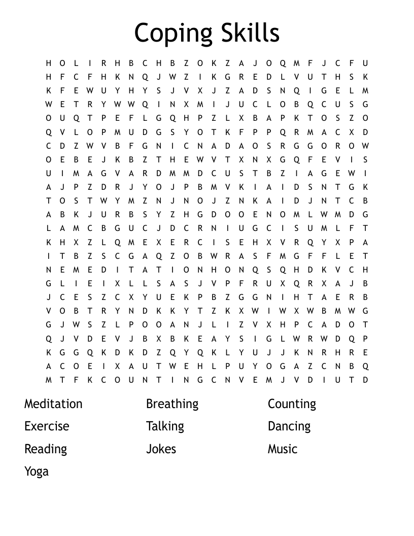 Coping Skills Word Search