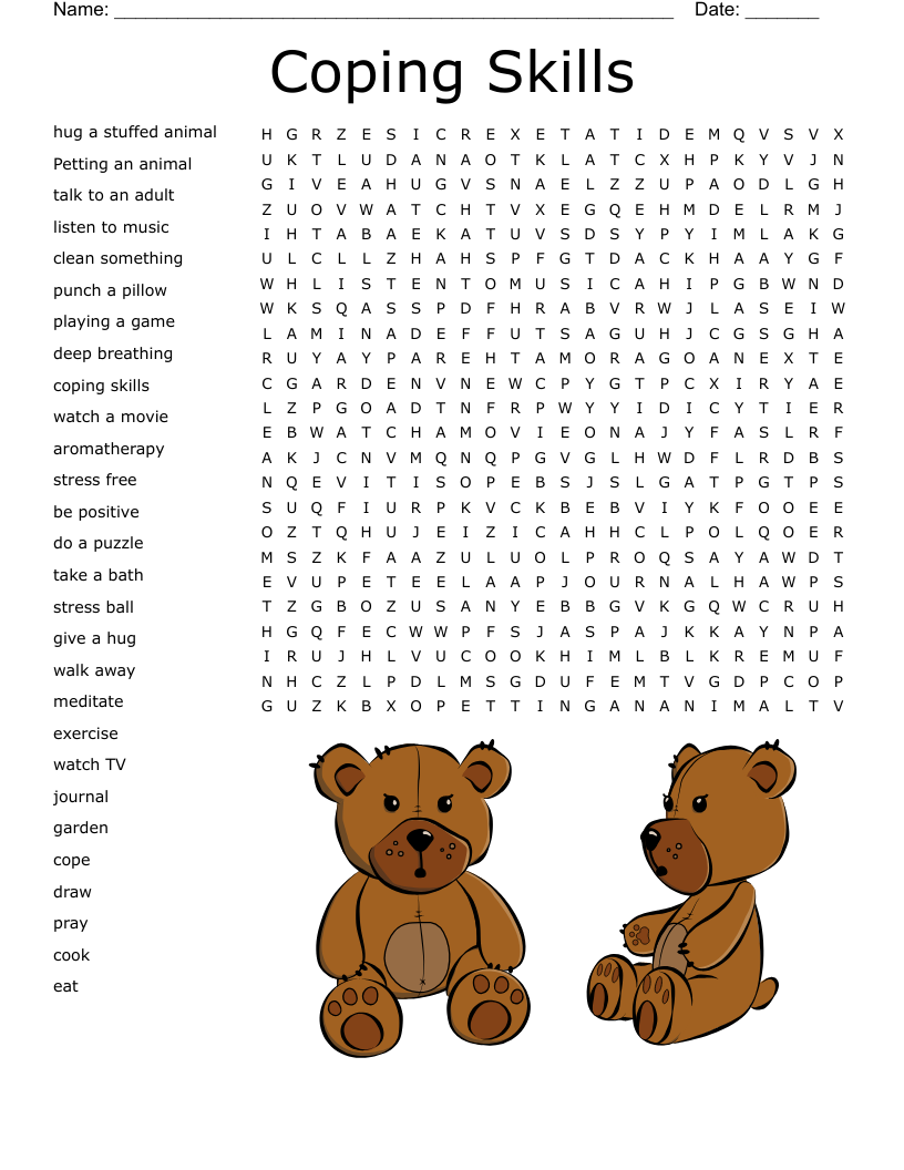 Coping Skills Word Search