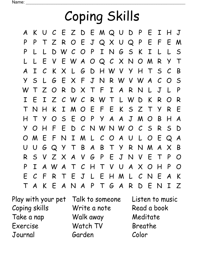Coping Skills Word Search