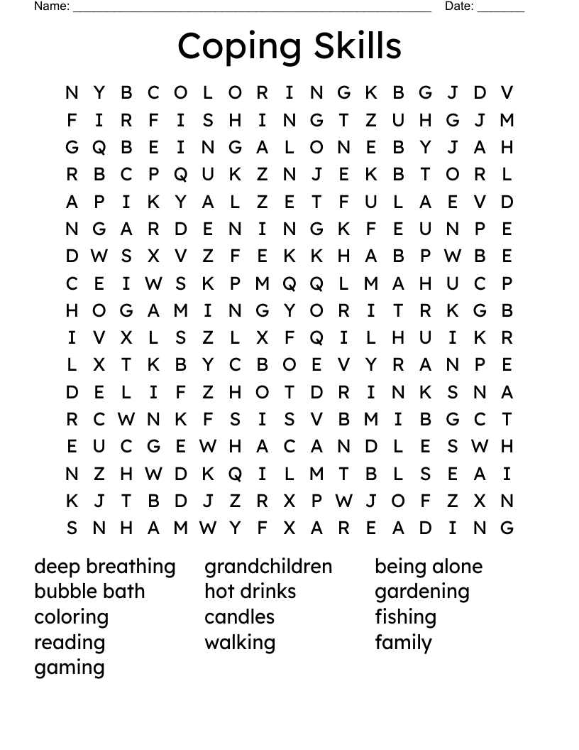 Coping Skills Word Search