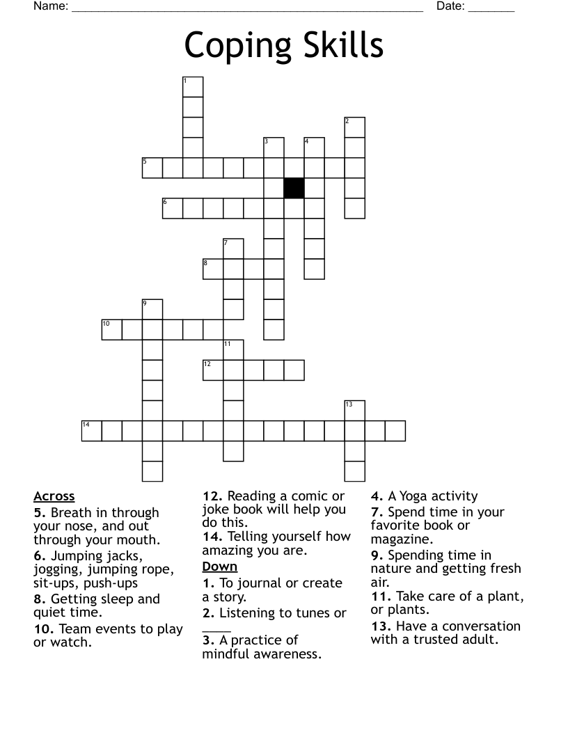 Coping Skills Crossword