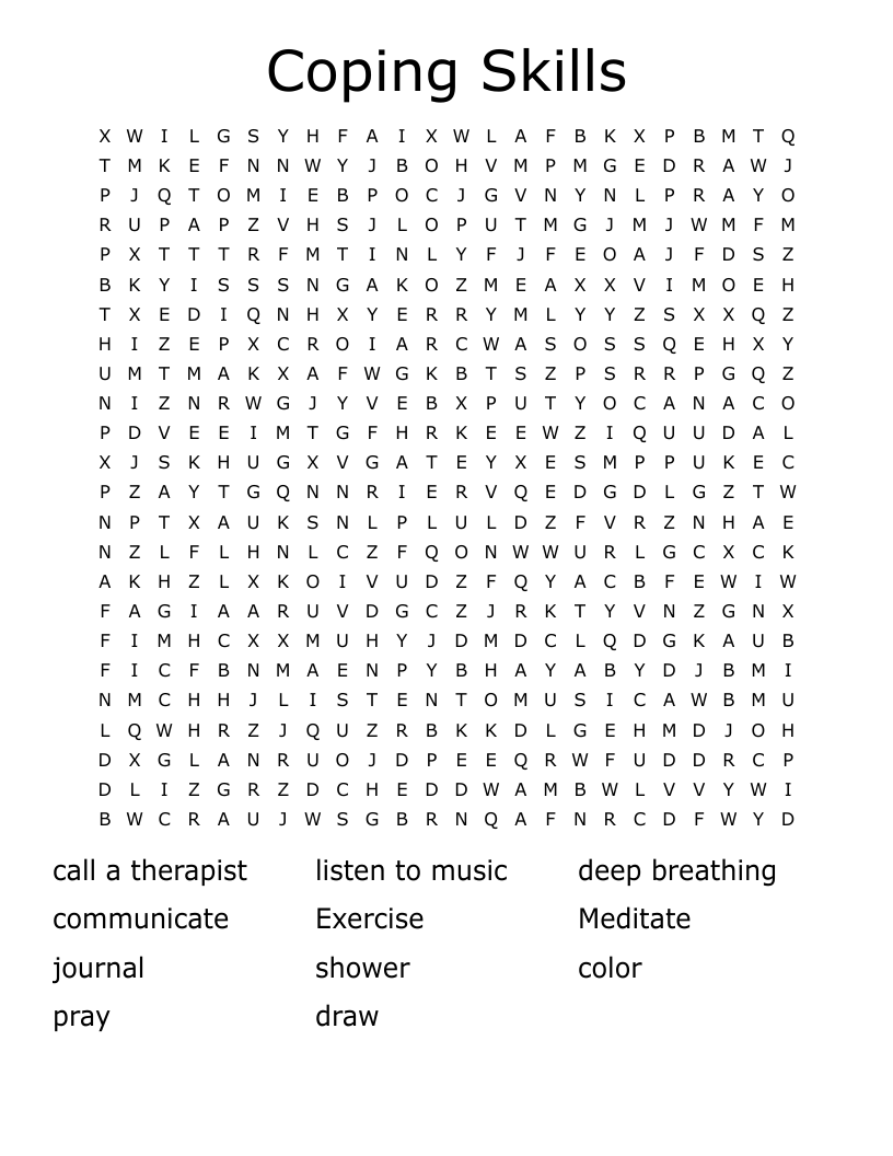 Coping Skills Word Search