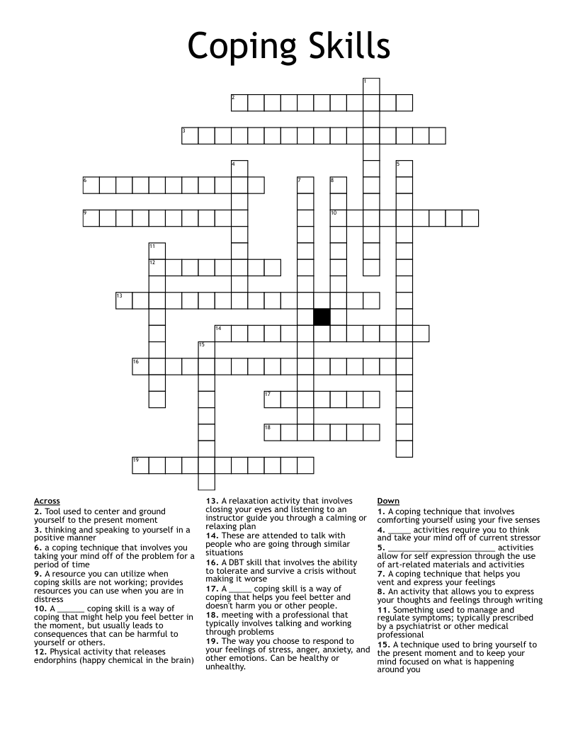 Coping Skills Crossword