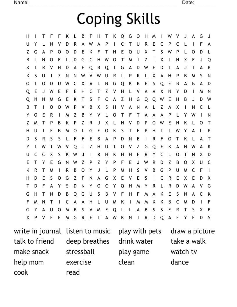 Coping Skills Word Search