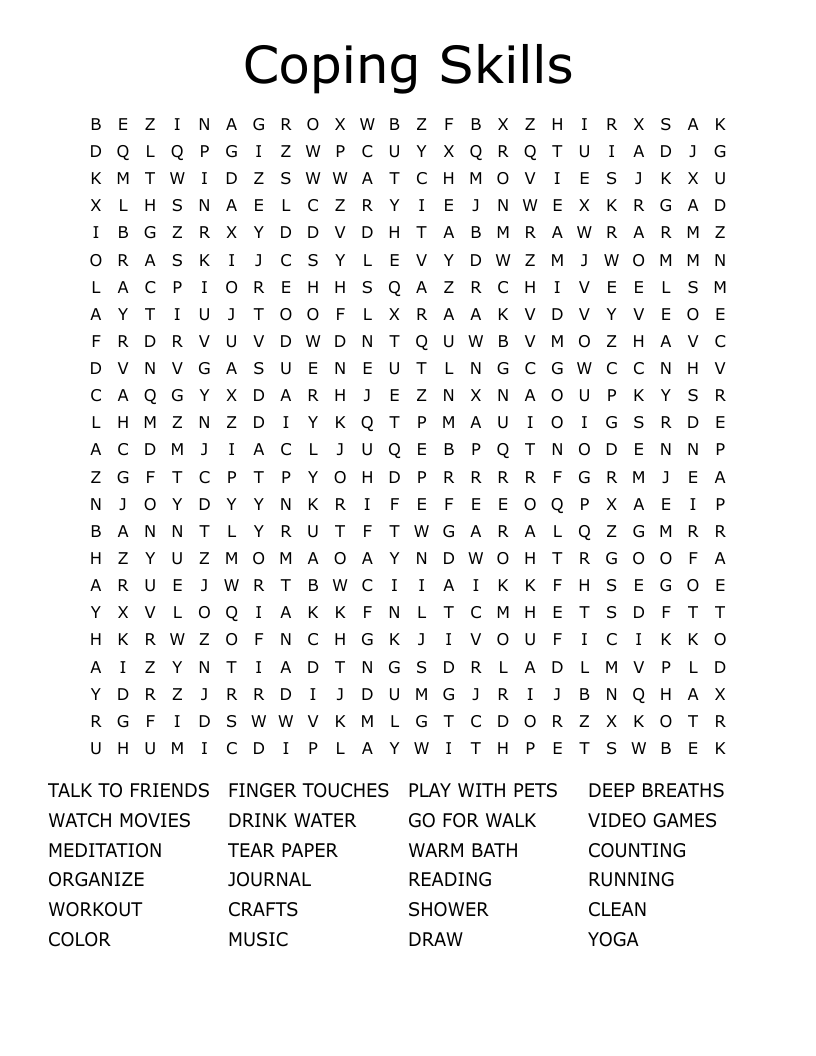 Coping Skills Word Search