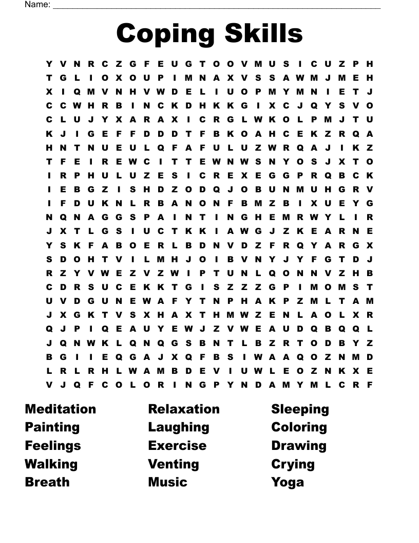 Coping Skills Word Search