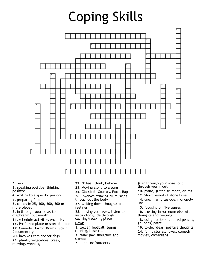 Coping Skills Crossword
