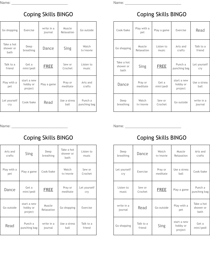 Coping Skills BINGO
