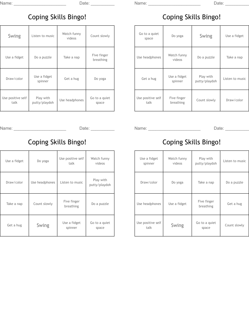 Coping Skills Bingo!